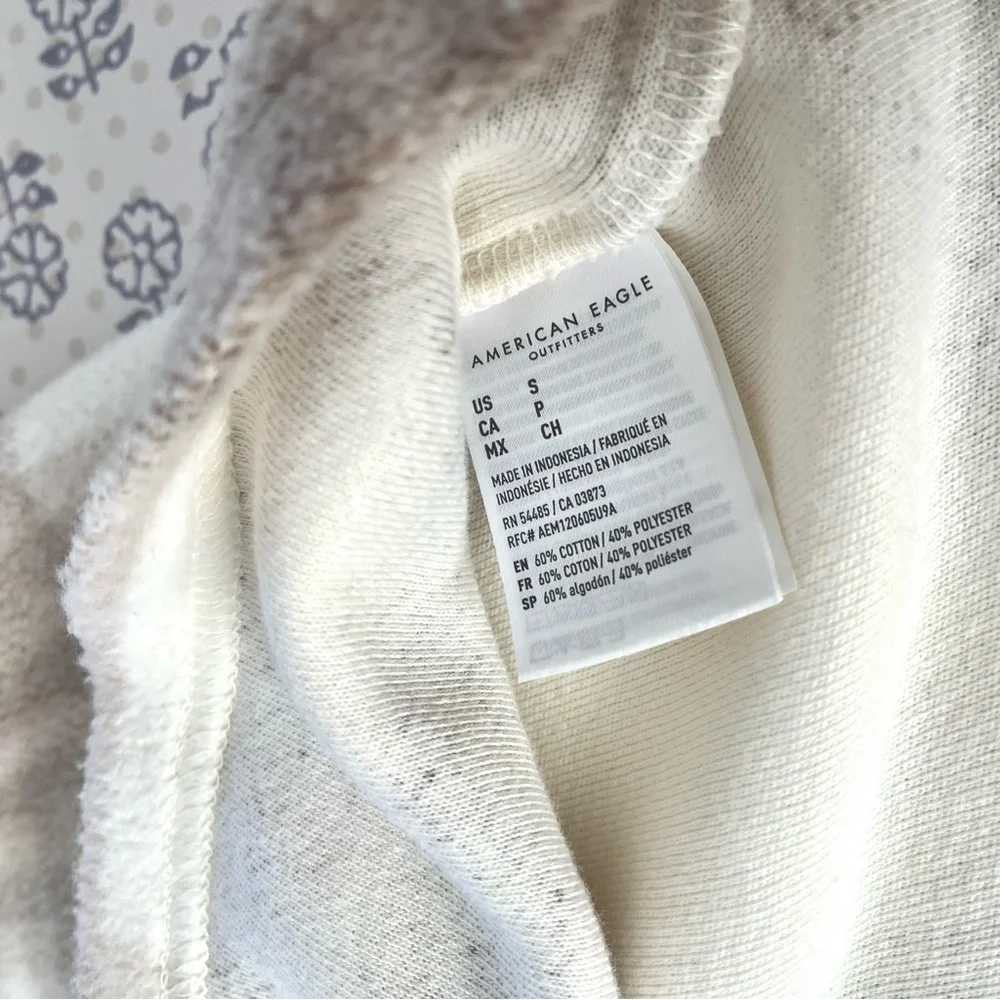 AE American Eagle Fleece Plaid Shacket Beige S - Picture 7 of 9